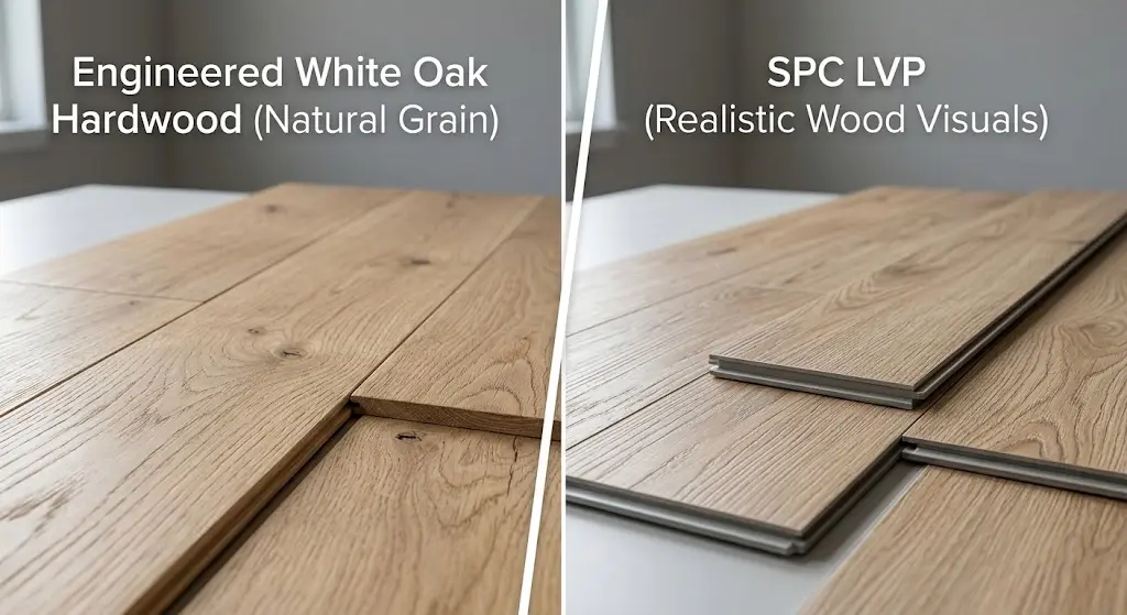 engineered hardwood vs SPC luxury vinyl plank flooring comparison Boulder CO.