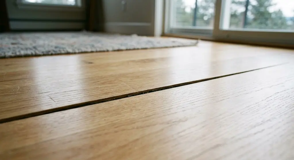 Seasonal gap hardwood floor gaps Colorado Boulder home winter humidity